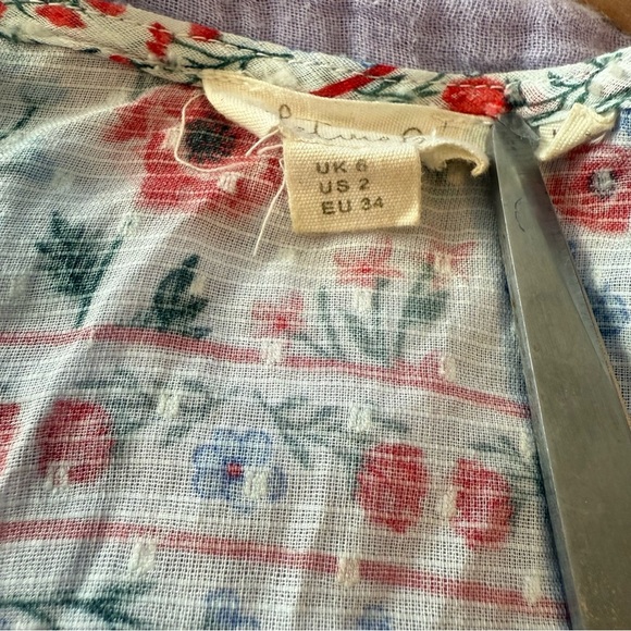 Let Me Be Vibrant Patchwork Blouse with Ruffle Sleeves, 100% Cotton, Size 2 - Picture 9 of 11